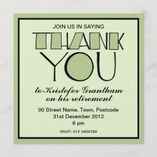 Großer Dank für die grüne Einladung zur Ruhestands