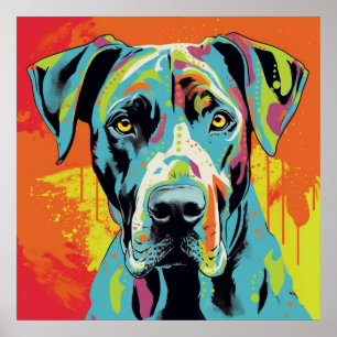 Großer Deutscher Dogge Abstrakte Pop-Art-Farbiges  Poster