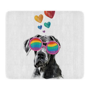 Großer Deutscher Dogge mit Herzen Valentinstag Schneidebrett