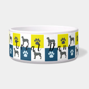 Großer Dog & Paw Print Yellow Grill Pet Bowl Napf