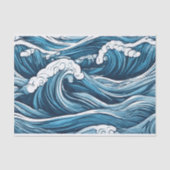 Grosser, dunkelblauer Ozean, Meereswellen Abstrakt Seidenpapier (Vorderseite)