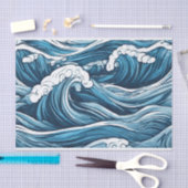 Grosser, dunkelblauer Ozean, Meereswellen Abstrakt Seidenpapier (Handwerk)