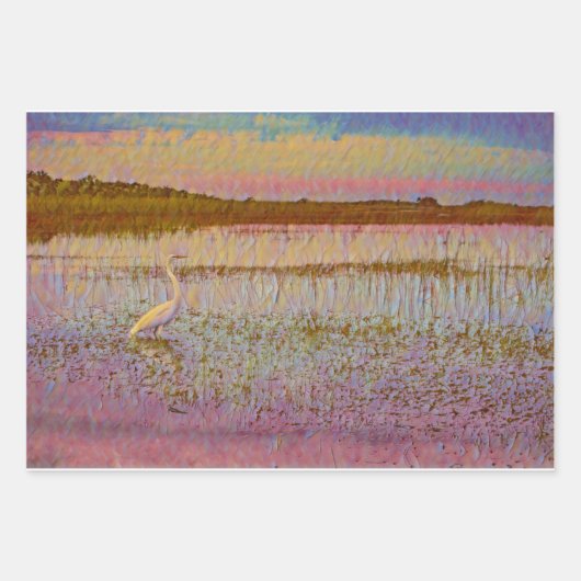 Großer Egret in den Feuchtgebieten Geschenkpapier Set (Vorderseite)