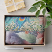 Grosser eleganter Pfau, Florals & Lace Decoupage Seidenpapier (Geschenk)