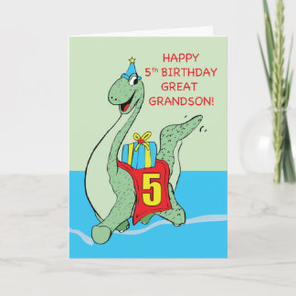 Großer Enkel, 5. Geburtstag Dinosaurier Karte