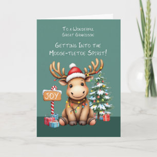 Großer Enkel Adorable Funny Moose Weihnachten Karte