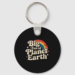 Großer Fan des Planeten Erde Retro 70er Regenbogen Schlüsselanhänger