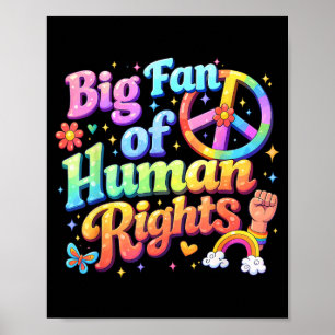Großer Fan von Menschenrechten Retro-Regenbogen-Bl Poster