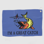 Großer Fang (gelb/orange) V2 Golfhandtuch (Horizontal)