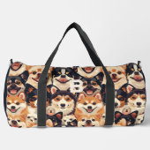 großer farbenfroher Hund, monogramm Tiermuster Duffle Bag (Vorderseite)