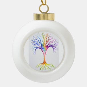 Großer farbenfroher neuronaler Baum Keramik Kugel-Ornament
