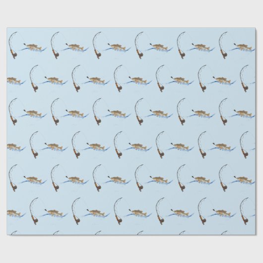 großer Fisch am Haken Geschenkpapier (Flach)