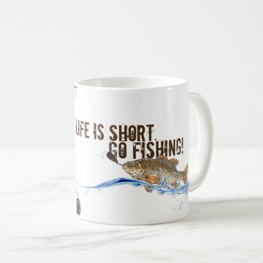 großer Fisch am Haken Kaffeetasse (VorderseiteRechts)