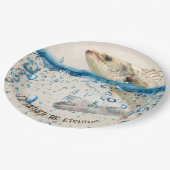 großer Fisch, der aus dem Wasser springt Pappteller (Schrägansicht)