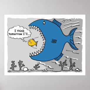 Großer Fisch, der einen kleineren Fisch frisst Poster