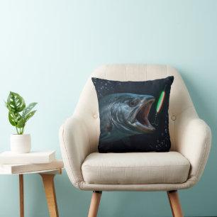 Großer Fisch mit Neonköder Kissen