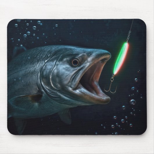 Großer Fisch mit Neonköder Mousepad (Vorne)