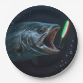 Großer Fisch mit Neonköder Pappteller (Vorderseite)
