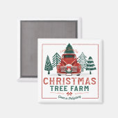 Grosser, frischer Weihnachtsbaumhof Vintager LKW Magnet (Vorderseite/Rückseite)