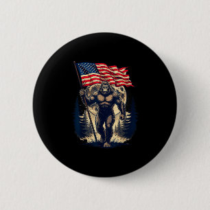 Großer Fuß Bigfoot Sasquatch amerikanische Flagge  Button