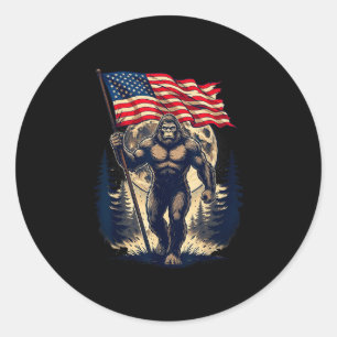 Großer Fuß Bigfoot Sasquatch amerikanische Flagge  Runder Aufkleber
