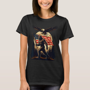 Großer Fuß Bigfoot Sasquatch amerikanische Flagge T-Shirt