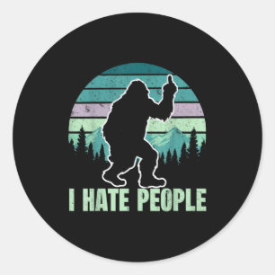 Großer Fuß Ich hasse Leute Mittelfinger Sasquatch  Runder Aufkleber