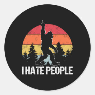 Großer Fuß Ich hasse Leute Mittelfinger Sasquatch  Runder Aufkleber