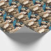 Großer Gatsby Flapper blaues Gold schwarz in den 1 Geschenkpapier (Ecke)