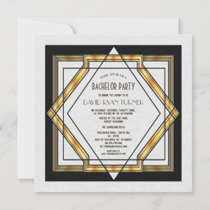 Großer Gatsby Gold Weiß Art Deco Hochzeitseinladun Einladung