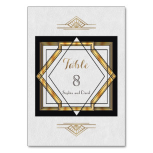 Großer Gatsby Gold Weiße Art Deco-TISCHNUMMER Tischnummer