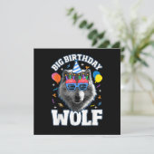 Großer Geburtstags-Wolf für Wölfe Einladung (Stehend Vorderseite)