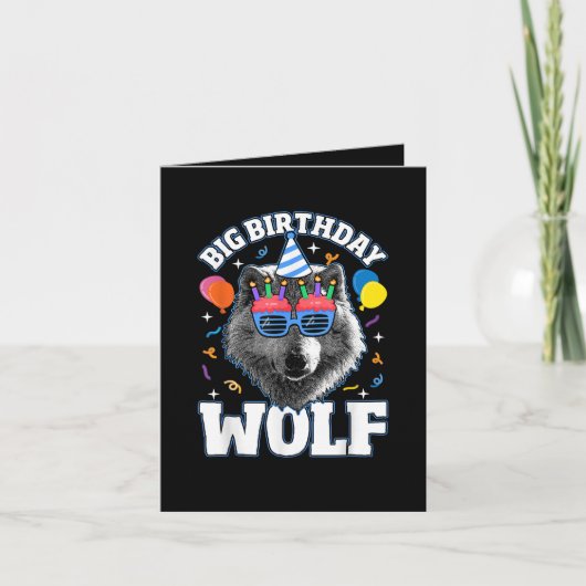 Großer Geburtstags-Wolf für Wölfe Feiertagskarte (Vorderseite)