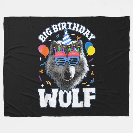 Großer Geburtstags-Wolf für Wölfe Fleecedecke (Vorderseite (Horizontal))
