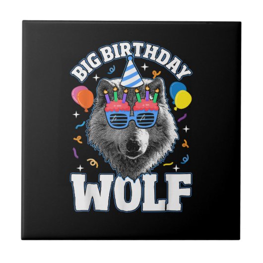 Großer Geburtstags-Wolf für Wölfe Fliese (Vorderseite)