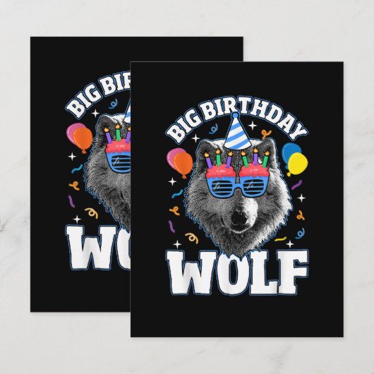 Großer Geburtstags-Wolf für Wölfe Karte (Vorne/Hinten)