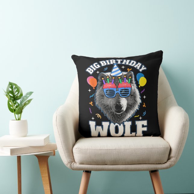 Großer Geburtstags-Wolf für Wölfe Kissen (Stuhl )