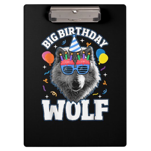 Großer Geburtstags-Wolf für Wölfe Klemmbrett (Vorderseite)