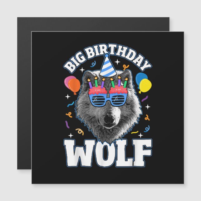 Großer Geburtstags-Wolf für Wölfe Magnetkarte (Vorne/Hinten)