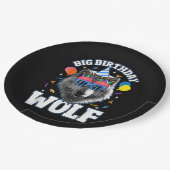 Großer Geburtstags-Wolf für Wölfe Pappteller (Schrägansicht)