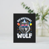 Großer Geburtstags-Wolf für Wölfe Postkarte (Stehend Vorderseite)