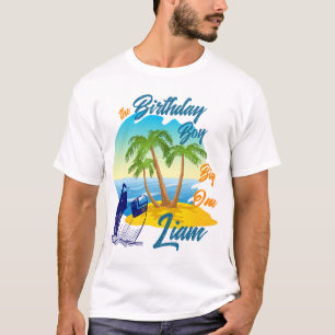 Großer Geburtstagsjunge Strand Thema Personalisier T-Shirt