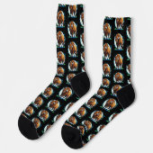 großer gehörnter Bison Socken (Linkes Detail)