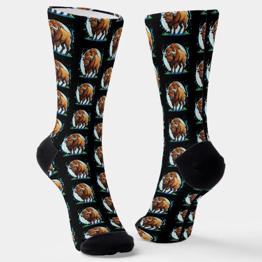 großer gehörnter Bison Socken (Gewinkelt)