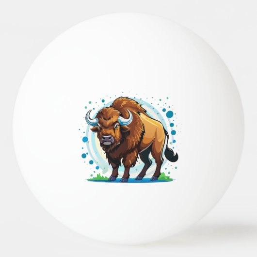großer gehörnter Bison Tischtennisball (Vorderseite)