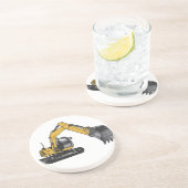 Großer gelber Bagger Untersetzer (Seite)