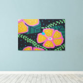 Grosser Gelber Hibiskus in Schwarz Leinwanddruck (Insitu (Holzboden))