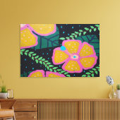 Grosser Gelber Hibiskus in Schwarz Leinwanddruck (Insitu (Wohnzimmer))