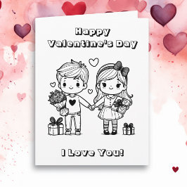 Großer glücklicher Valentinstag | Color-Me-Seite Karte