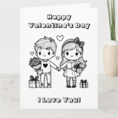 Großer glücklicher Valentinstag | Color-Me-Seite Karte (Vorderseite)